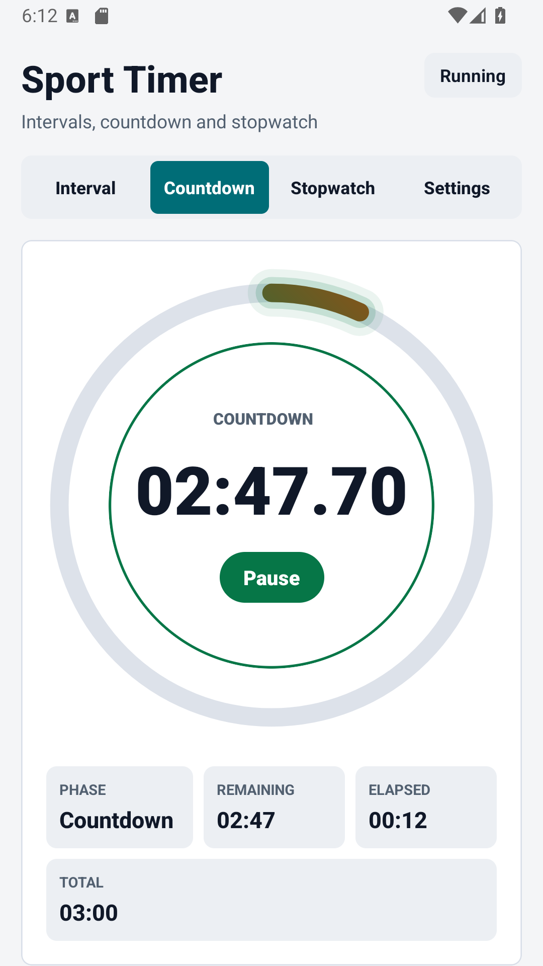 หน้าจอนับถอยหลัง Sport Timer